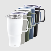 Vakuumisolierter XL-Edelstahlbecher mit Griff unbedruckt