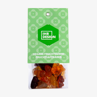 Vegane Fruchtgummi Fruchtsaftbären im Folienbeutel Vorderansicht