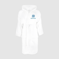 Velours-Bademantel mit Kapuze, bestickt