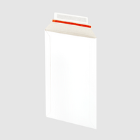 Vollpapptasche, haftklebend ohne Fenster, unbedruckt weiß, Rückseite