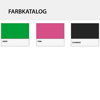 Farbkatalog mit 3 erhältlichen Farben 