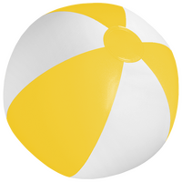 aufgeblasener Wasserball mit weißen und gelben Streifen 