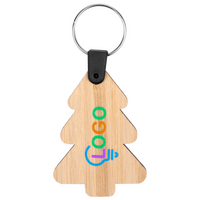 Anhänger Baum aus Bambus bedrucktt von vorne