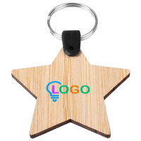 Anhänger Stern aus Bambus bedruckt Ansicht schräg von oben