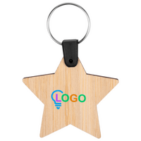 Anhänger Stern aus Bambus bedruckt von vorne