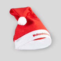 Weihnachtsmütze, farbig bestickt, rot