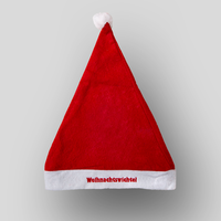 Weihnachtsmütze, farbig bestickt, rot
