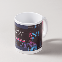 weiße Werbetasse, Innenseite und Henkel weiß, außen Druck in Fotoqualität