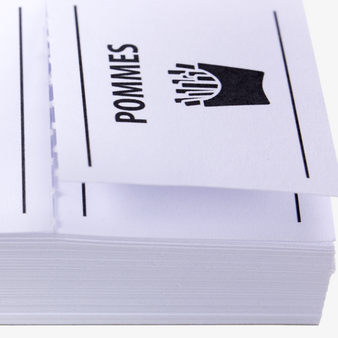 Wertmarkenblock, schwarz bedruckt, details