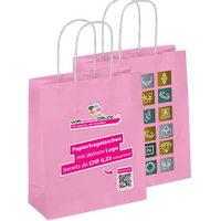 WmD-Imprint-Logo, einseitig farbig bedruckte Papiertragetasche in S mit Papierkordeln, 22 x 30 x 10 cm, 4/0-farbig