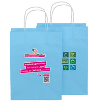 WmD-Imprint-Logo, einseitig farbig bedruckte Papiertragetasche in XS mit Papierkordeln, 19 x 22,5 x 8 cm, 4/0-farbig