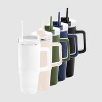 XL-Thermobecher mit Trinkdeckel und Trinkhalm unbedruckt