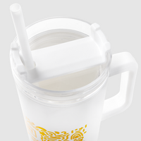 XL-Thermobecher mit Trinkdeckel und Trinkhalm bedruckt