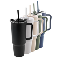 XXL-Thermobecher mit Trinkdeckel und Trinkhalm unbedruckt