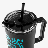 XXL-Thermobecher mit Trinkdeckel und Trinkhalm bedruckt