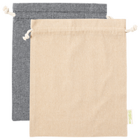 Zuziehbeutel aus recycelter Baumwolle, L, ohne Werbeanbringung
