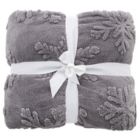 Zweilagige Fleecedecke aus RPET-Korallenfleece, Geschenkband