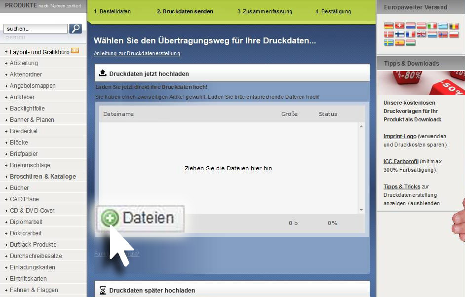 Tutorial Bestellung abschliessen - Daten Upload