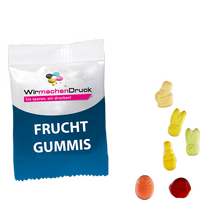 Fruchtgummi-Tütchen 10g (Form: Ostermischung), 4/0 farbig einseitig bedruckt